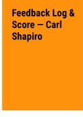 Exam &lpar;elaborations&rpar; Feedback Log & Score Carl Shapiro Apr 13&comma; 2020 