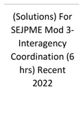 (Solutions) For SEJPME Mod 3- Interagency Coordination (6 hrs) Recent 2022
