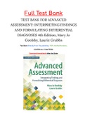 Test Bank for Advanced Assessment: Interpreting Findings and Formulating Differential Diagnoses, 4th Edition, Mary Jo Goolsby, Laurie Grubbs ISBN: 9780803668942