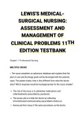 TEST BANK FPR LEWIS'S MEDICAL  SURGICAL NURSING ASSESSMENT AND MANAGEMENT OF CLINICAL PROBLEMS 11TH EDITIONS 