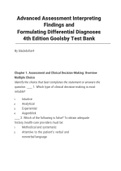 Test Bank For  Advanced Assessment Interpreting Findings and Formulating Differentia| ALL CHAPTERS| LATEST|UPDATED FULL DOCUMENT|