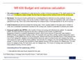 NR 630 Budget and variance calculation