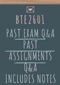 BTE2601 Exam and Study pack - Questions and Answers (All you need) | 2022 edition