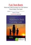 Maternal Child Nursing Care 2nd Edition Ward Hisley Test Bank