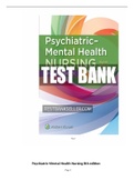 Psychiatric Mental Health Nursing 8th edition by Videbeck Latest Test Bank 2022 Questions And Answers With Rationale Graded A