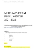 Exam (elaborations)  WALDEN UNIVERSITY, NURS 6635 EXAM FINAL, WINTER 2021 Exam Elaborations Questions With Answers