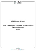 AQA Biology A-levelTopic 3&colon; Organisms exchange substances with their environment Notes