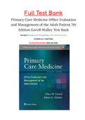 Primary Care Medicine Office Evaluation and Management of the Adult Patient 7th Edition Goroll Mulley Test Bank
