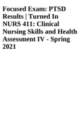 Focused Exam: PTSD Results | Turned In NURS 411: Clinical Nursing Skills and Health Assessment IV - Spring 2021