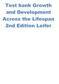Test Bank For Growth and Development Across the Lifespan 2nd Edition, by  Leifer