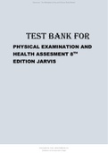 TEST BANK FOR PHYSICAL EXAMINATION AND HEALTH ASSESMENT 8TH EDITION JARVIS