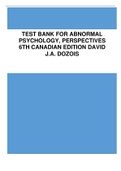 Test Bank for Abnormal Psychology, Perspectives 6th Canadian Edition David J.A. Dozois