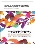 Test Bank for An Introduction to Statistics An Active Learning Approach, 2nd Edition