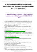 ATI Fundamentals Proctored Exam | Questions and Answers with Rationales | LATEST 2020/ 2021