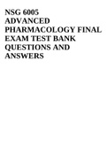 NSG 6005 ADVANCED PHARMACOLOGY FINAL EXAM TEST BANK QUESTIONS AND ANSWERS
