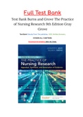 Test Bank Burns and Grove The Practice of Nursing Research 9th Edition Gray Grove