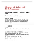 Test Bank Lowdermilk: Maternity & Women’s Health Care Chapter 16: Labor and Birth Processes ,100% CORRECT