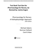 Test Bank Test Gen for Pharmacology for Nurses, 6e Revised by: Janine Eagon. Chapter 1-50. 1453 pages. Chapters List on Description.
