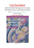 Maternal Child Nursing Care In Canada 2nd Edition Perry Lowdermilk Test Bank