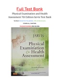 Physical Examination and Health Assessment 7th Edition Jarvis Test Bank