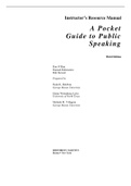 A Pocket Guide to Public Speaking - Solutions, summaries, and outlines.  2022 updated