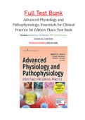 Advanced Physiology and Pathophysiology: Essentials for Clinical Practice 1st Edition Tkac Test Bank
