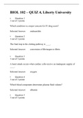 BIOL 102 Quiz 4 ( Latest 3 Versions), Verified and Correct Answers, Liberty University