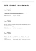 BIOL 102 Quiz 5 ( 5 Versions), Verified and Correct Answers, Liberty University