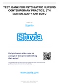 TEST BANK FOR PSYCHIATRIC NURSING CONTEMPORARY PRACTICE&comma; 5TH EDITION&comma; MARY ANN BOYD