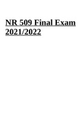 NR 509 Final Exam 2021/2022 Latest Correct Answers.