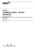 AQA GCSE COMBINED SCIENCE&colon; TRILOGY 8464&sol;B&sol;2H Biology Paper 2H Mark scheme