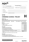 AQA GCSE COMBINED SCIENCE: TRILOGY Higher Tier Physics Paper 1H May 2020 QUESTION PAPER