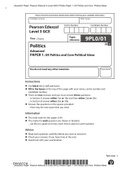 [Question Paper: Pearson Edexcel A-Level 2021] Politics Paper 1: UK Politics and Core  Political ideas
