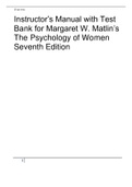 Instructor’s Manual with Test Bank for Margaret W. Matlin’s The Psychology of Women Seventh Edition 