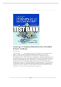 LEHNINGER  PRINCIPLES OF BIOCHEMISTRY 7TH EDITION NELSON TEST BANK