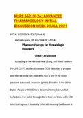 NURS 6521N-26 ADVANCED PHARMACOLOGY INITIAL DISCUSSION WEEK 9 FALL 2021|All New| 