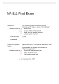 NR 511Final Exam. (Latest 2021): Differential Diagnosis & Primary Care Practicum -
