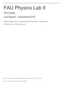 Florida Atlantic University: PHY 2049L-FAU Physics Lab II-PHY2049L-Lab Report -Experiment #10 2022