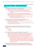 NR304 &sol; NR 304&colon; Health Assessment II Final Exam Worksheet &lpar;Latest 2022&sol;2023&rpar; Chamberlain College Of Nursing