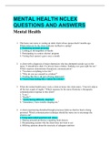 NURSING NR292Mental Health NCLEX QUESTIONS AND ANSWERS. 98%/100% SCORE