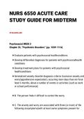 NURS 6550 ACUTE CARE STUDY GUIDE FOR MIDTERM 2021 Latest Update