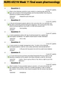 Exam &lpar;elaborations&rpar; NURS 6521N Week 11 final exam pharmocology 