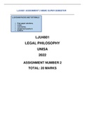 LJU4801 LEGAL PHILOSOPHY UNISA 2022 ASSIGNMENT NUMBER 2- 2022