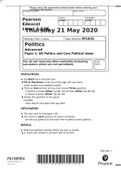Pearson Edexcel Level 3 GCE Politics Advanced Paper 1: UK Politics and Core Political Ideas