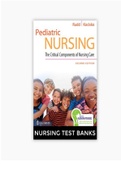 TEST BANK    PEDIATRIC NURSING THE CRITICAL COMPONENTS OF NURSING CARE 2ND EDITION RUDD COMPLETE