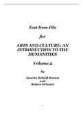 Arts and Culture An Introduction to the Humanities - Complete Test test bank - exam questions - quizzes (updated 2022)