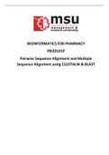Bioinformatics for Pharmacy Lab Report: Pairwise Sequence Alignment and Multiple Sequence Alignment using CLUSTALW & BLAST