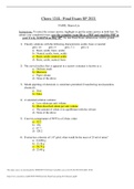 Chem124L Final Exam spring 2021 - Sharon Liu 2022 questions & answers