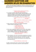 Exam (elaborations) SAUNDERS QUESTIONS AND ANSWERS NCLEX RN EXAMINATIO 