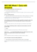 MIS 589 Week 2 Quiz with Answers &vert; GRADED A